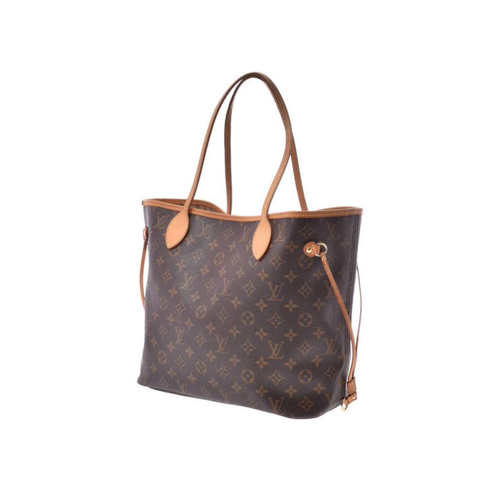 Louis Vuitton leather Monogram brown bag tote Neverfull
